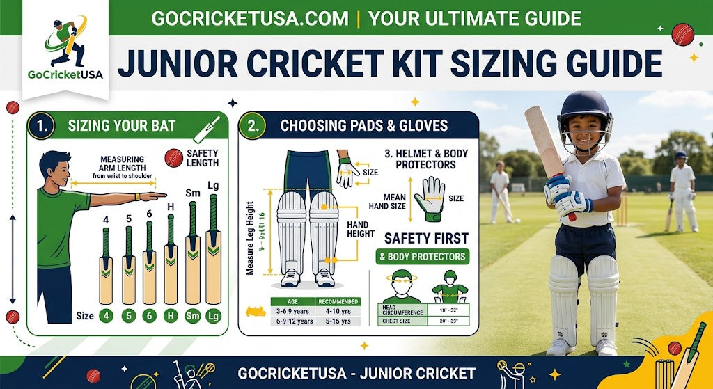 Junior Cricket Kit Sizing Guide: Bats, Pads & Gloves by Age