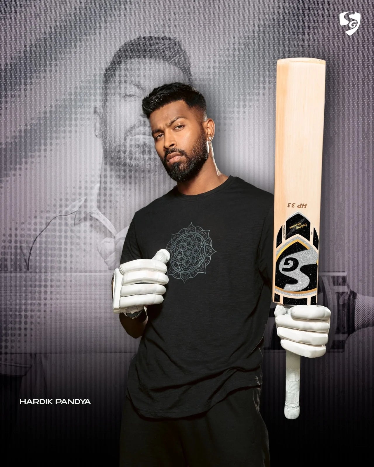 SG Hardik Pandya (HP 33) Original Players English Willow Cricket Bat