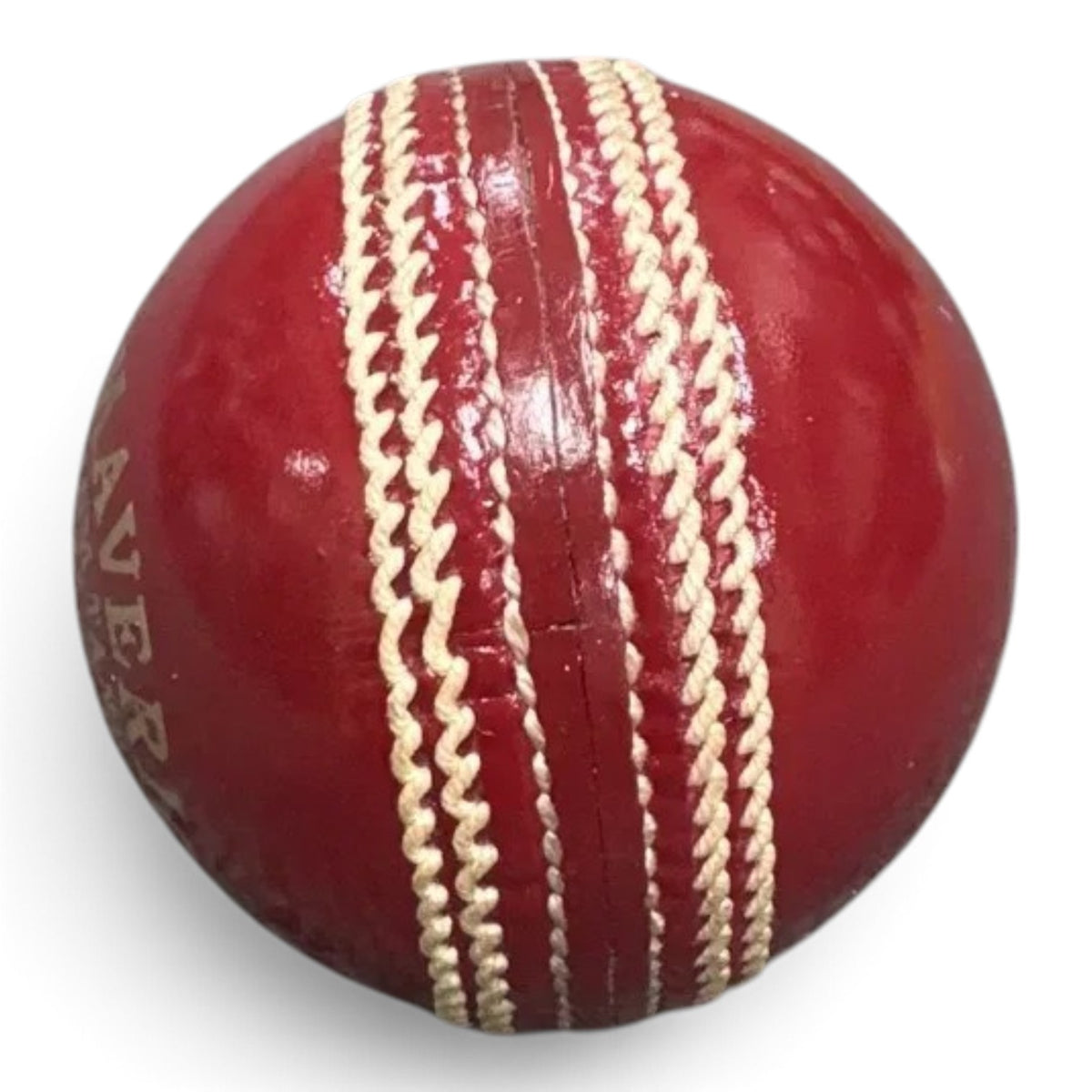 Maveric 156g red leather cricket ball, alum tanned solid hide